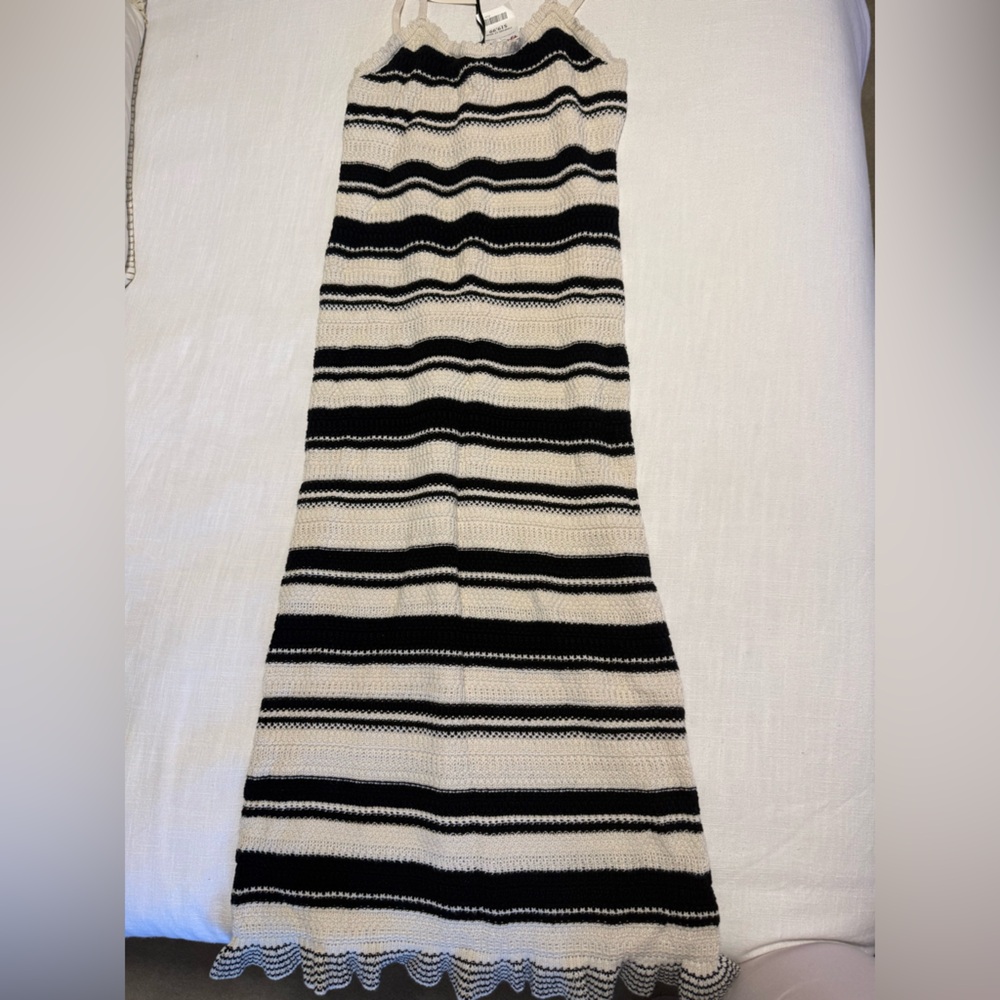 Striped Black and White Midi Dress
